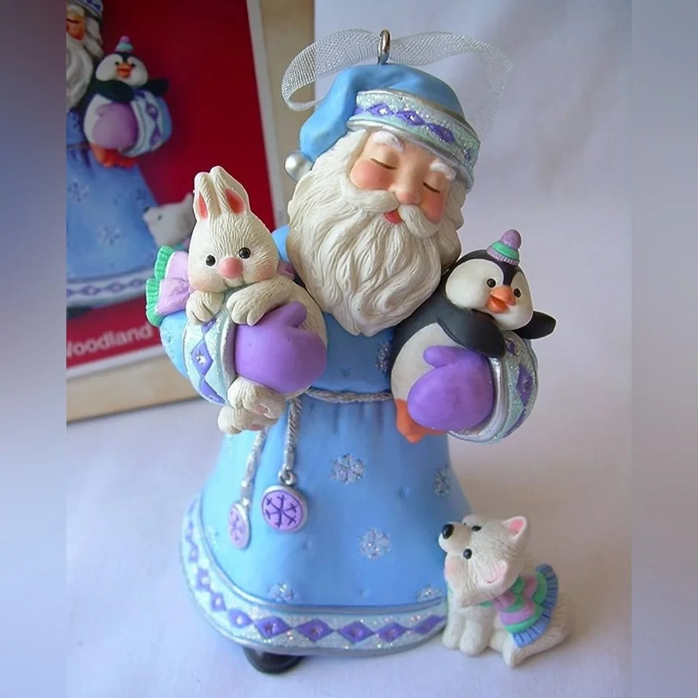 Vintage Woodland Friends Hallmark Keepsake Ornament 2002 Santa Bunny Penguin Dog